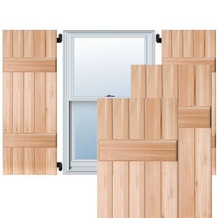 Exterior 5 Board (2 Batten) Real Wood Pine Board-n-Batten Shutters, Unfinished PR, RWB18X064UNP